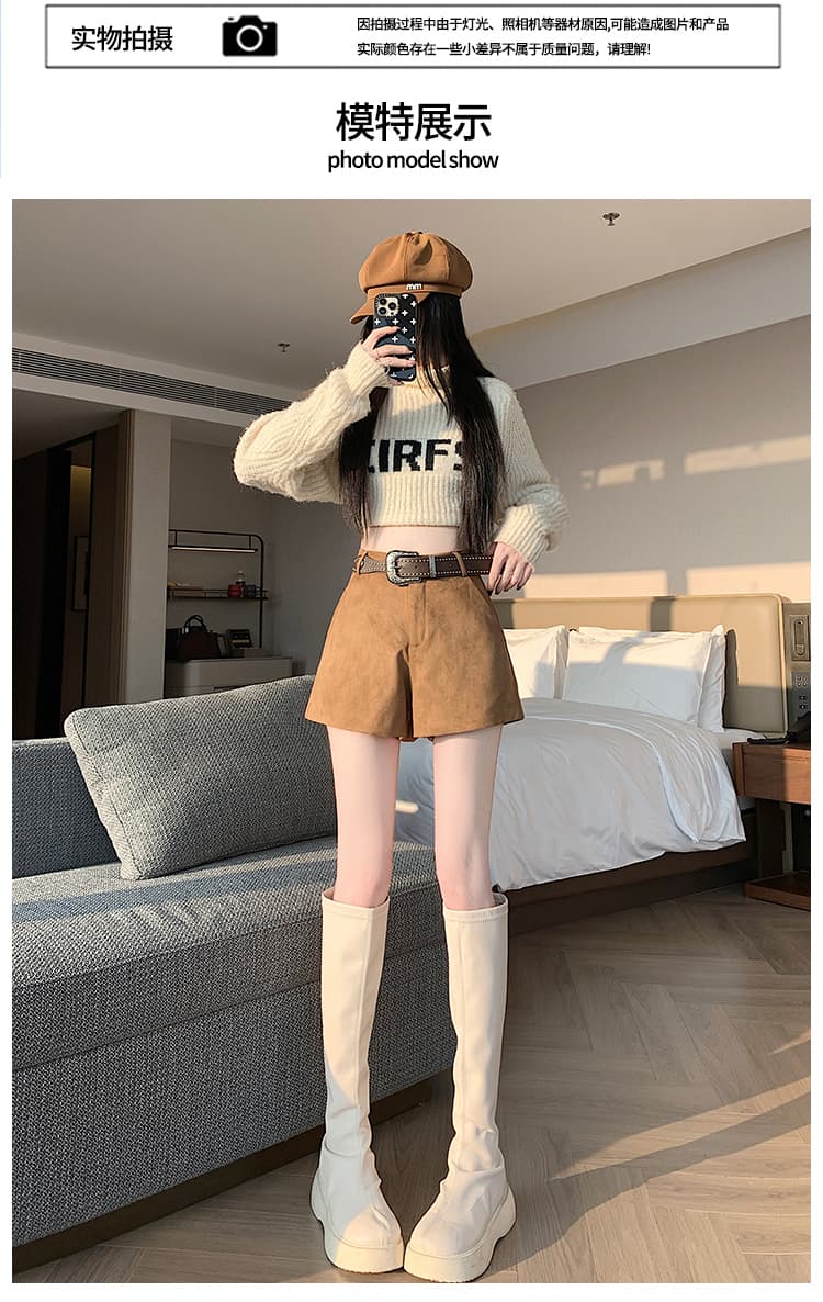 실사 아름다움 라드. 사슴 캐시미어 초단바지 여성 가을 겨울 새로운 하이웨이스트 표지 넓적 다리 리프트 엉덩이 타이트 섹시함 한 마디 부츠 팬츠 상세 이미지 19