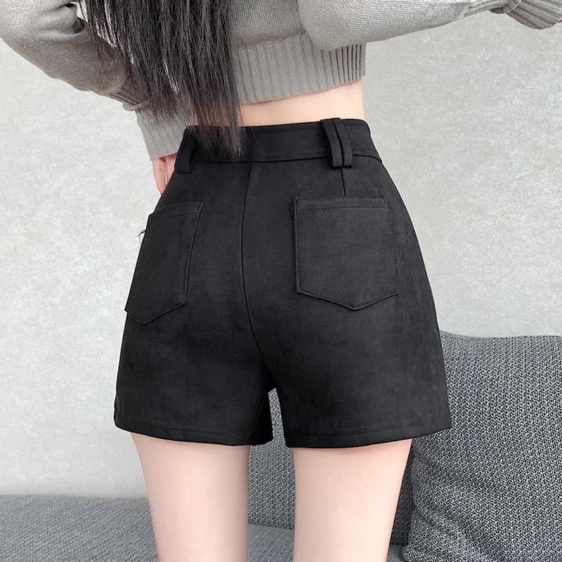 실사 아메리칸 레트로 디자인 센스 스웨이드 원단 2026 새로운 가을 겨울철 반바지 여성 슬림해 보이는 패션 핫 바지 이미지 6