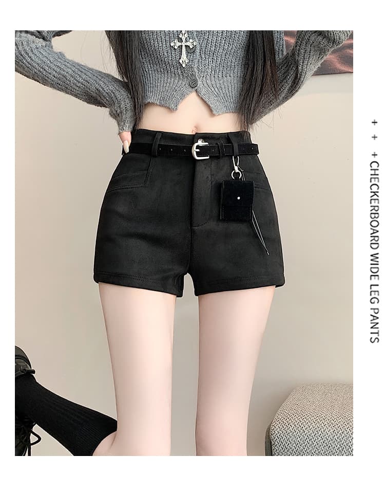 실사 커피 색상 사슴 캐시미어 반바지 여성 2026 새로운 겨울 새로운 아메리칸 핫걸 바람 품격 한 마디 부츠 팬츠 상세 이미지 27