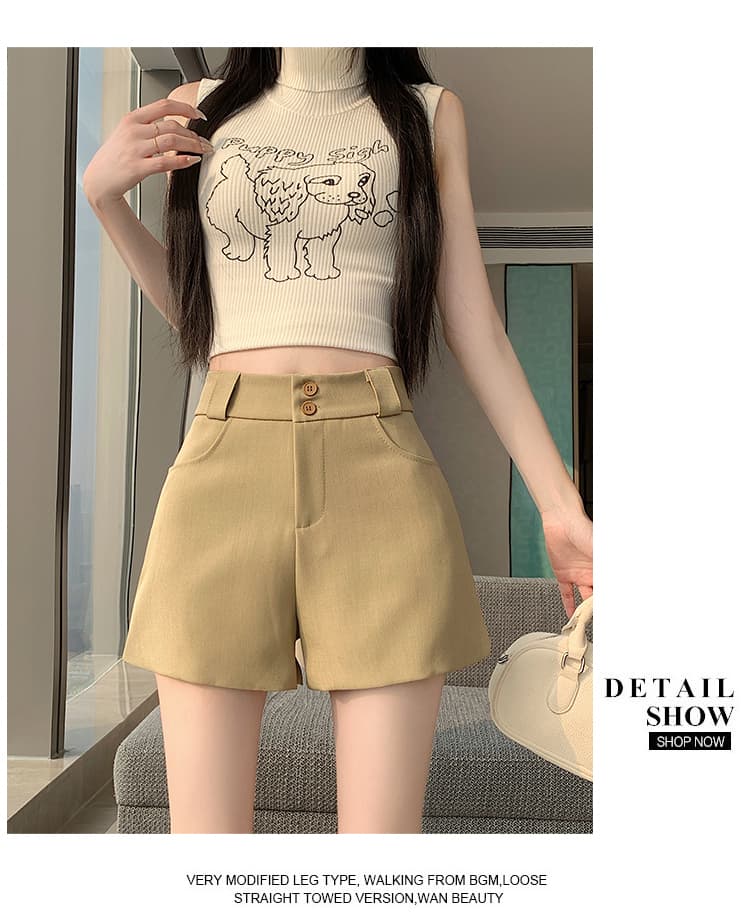 실사 오래된 돈 바람 카키 색 정장 반바지 여성 2026 캐주얼 와이드 레그 팬츠 봄 여름 루즈핏 다용도 한 마디 핫 바지 상세 이미지 37