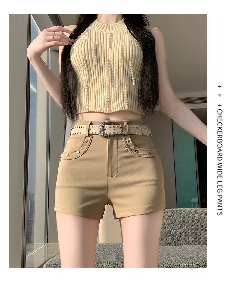 실사 징 캐주얼 반바지 여성 봄 여름 아메리칸 뜨거운 핫걸 하이웨이스트 몸매 가꾸기 스트레이트 바지 타이트 핫 바지 외출용 상세 이미지 18