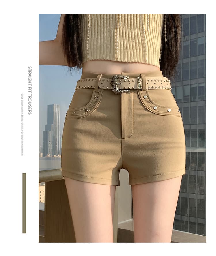 실사 징 캐주얼 반바지 여성 봄 여름 아메리칸 뜨거운 핫걸 하이웨이스트 몸매 가꾸기 스트레이트 바지 타이트 핫 바지 외출용 상세 이미지 19