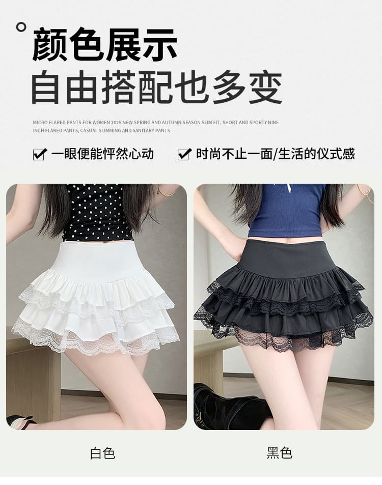실사 순수한 욕망 레이스 반신 스커트 여름 여성 의류 달콤함 치마 슬림해 보이는 하이웨이스트 퍼프 스커트 한 마디 미니 스커트 케이크 드레스 상세 이미지 7