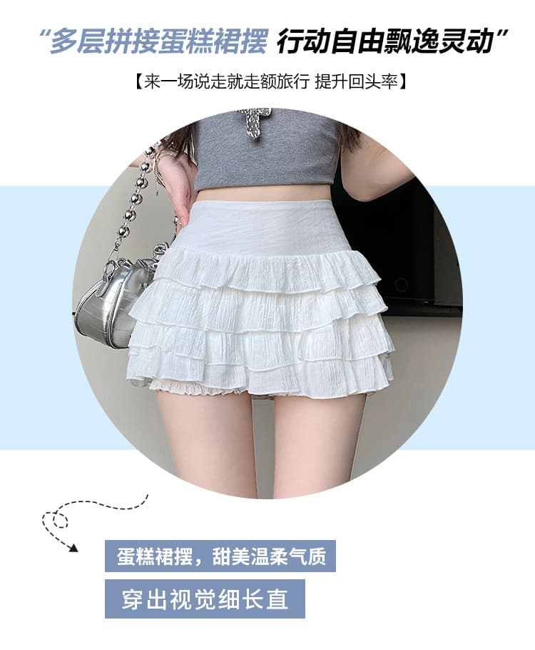 실사 새로운 순수한 욕망 바람 플리츠 미니 스커트 여성 디스플레이 높음 슬림해 보이는 화이트 케이크 드레스 인터넷 유명인 치마바지 상세 이미지 6