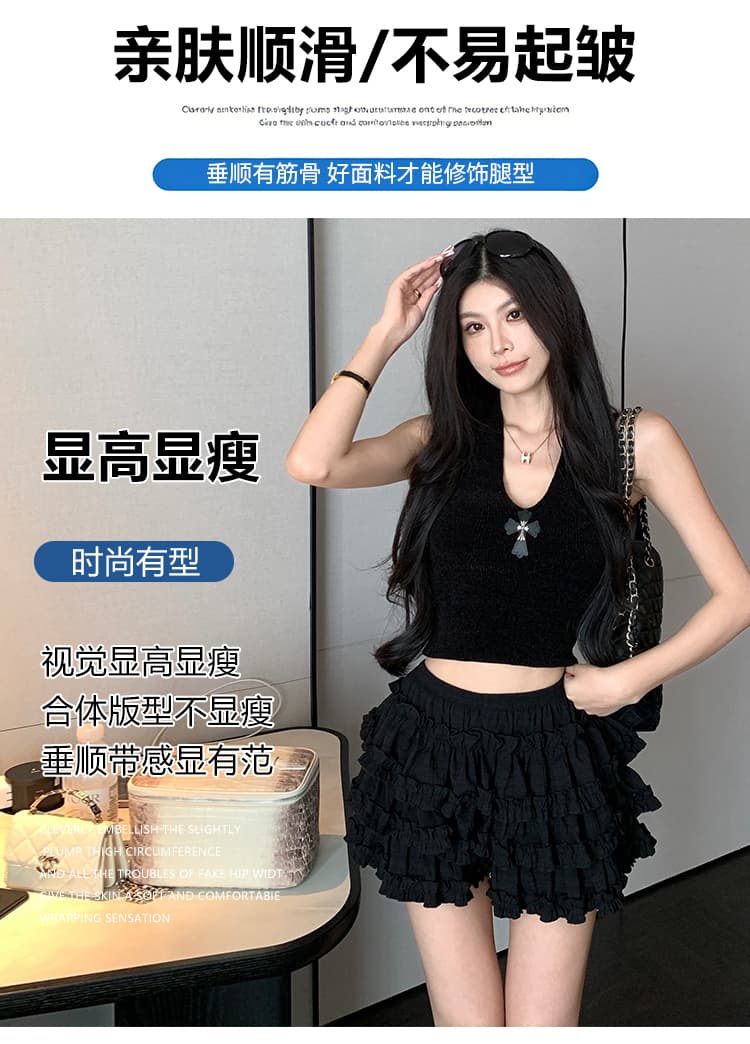 실사 발레 바람 반신 스커트 소녀 센스 다용도 케이크 드레스 3 차원 압력 주름 퍼프 스커트 호박 바지 주름 치마 상세 이미지 17