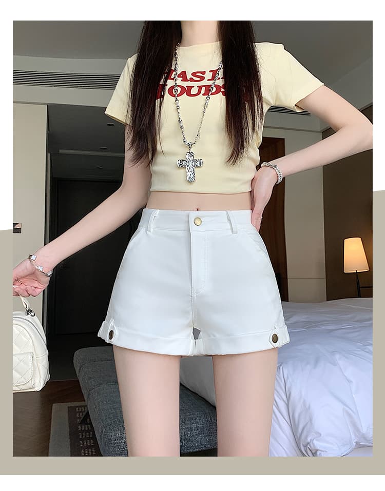실사 아메리칸 레트로 카키 색 코튼 롤 측면 반바지 2026 여름 새로운 한 마디 핫걸 디스플레이 다리 길이 핫 바지 여성 상세 이미지 18