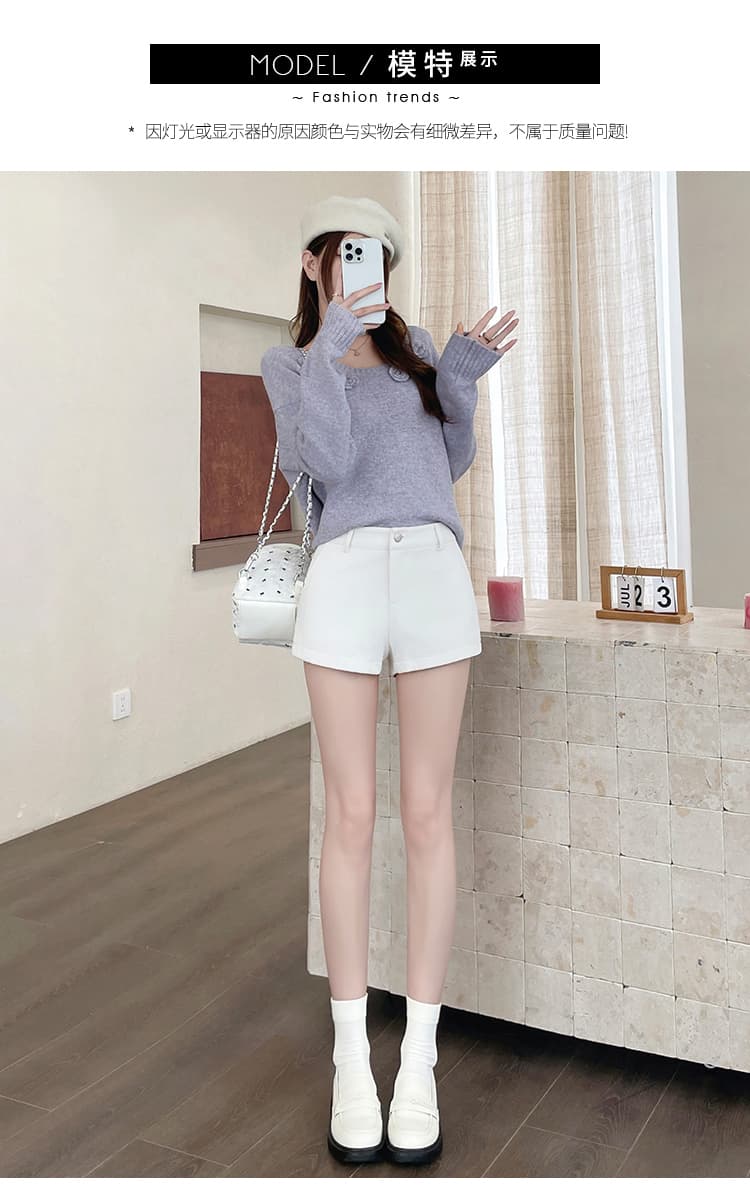 실사 십자가 대나무 마디 곡물 데님 면 반바지 하이웨이스트 다용도 슬림해 보이는 디스플레이 다리 길이 2026 가을 겨울 핫걸 핫 바지 여성 상세 이미지 15