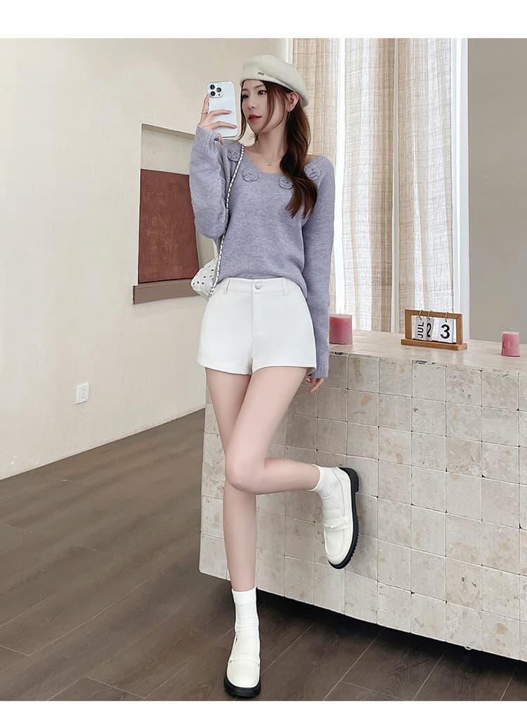 실사 십자가 대나무 마디 곡물 데님 면 반바지 하이웨이스트 다용도 슬림해 보이는 디스플레이 다리 길이 2026 가을 겨울 핫걸 핫 바지 여성 상세 이미지 23