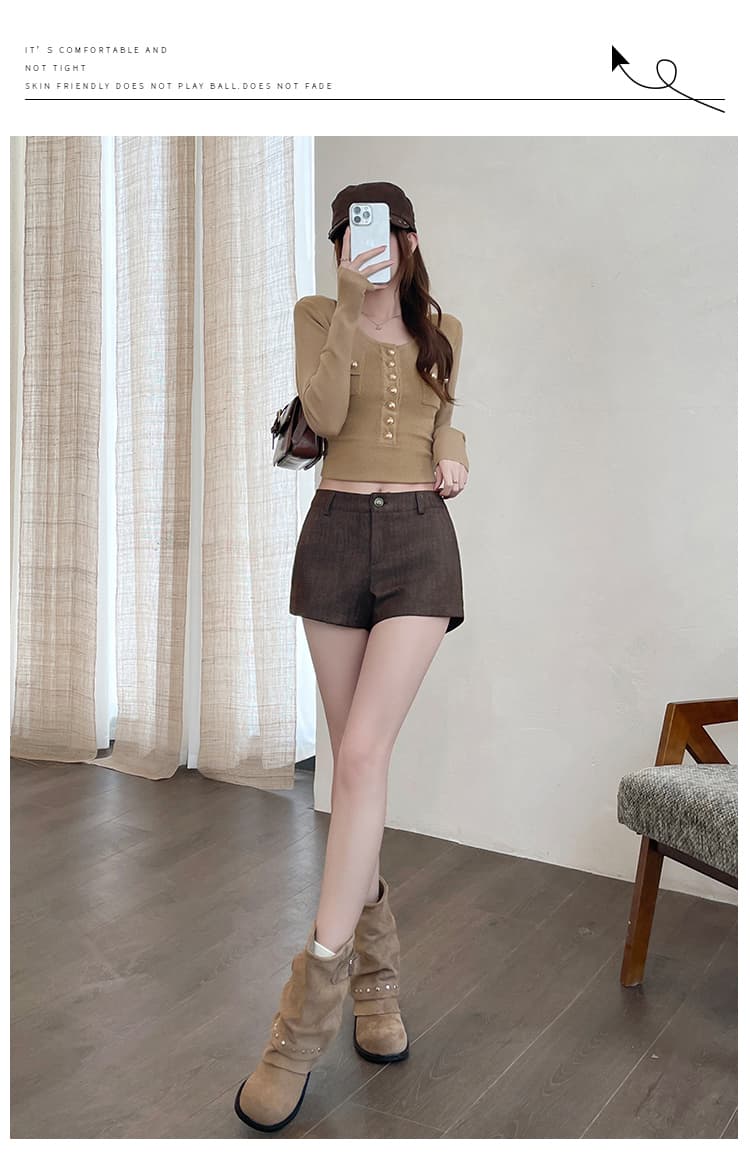 실사 십자가 대나무 마디 곡물 데님 면 반바지 하이웨이스트 다용도 슬림해 보이는 디스플레이 다리 길이 2026 가을 겨울 핫걸 핫 바지 여성 상세 이미지 26