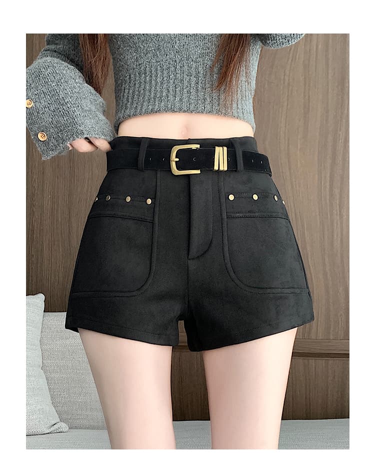 실사 아메리칸 레트로 디자인 센스 스웨이드 원단 워크웨어 반바지 여성 가을 겨울 2026 새로운 하이웨이스트 검정색 핫 바지 상세 이미지 25