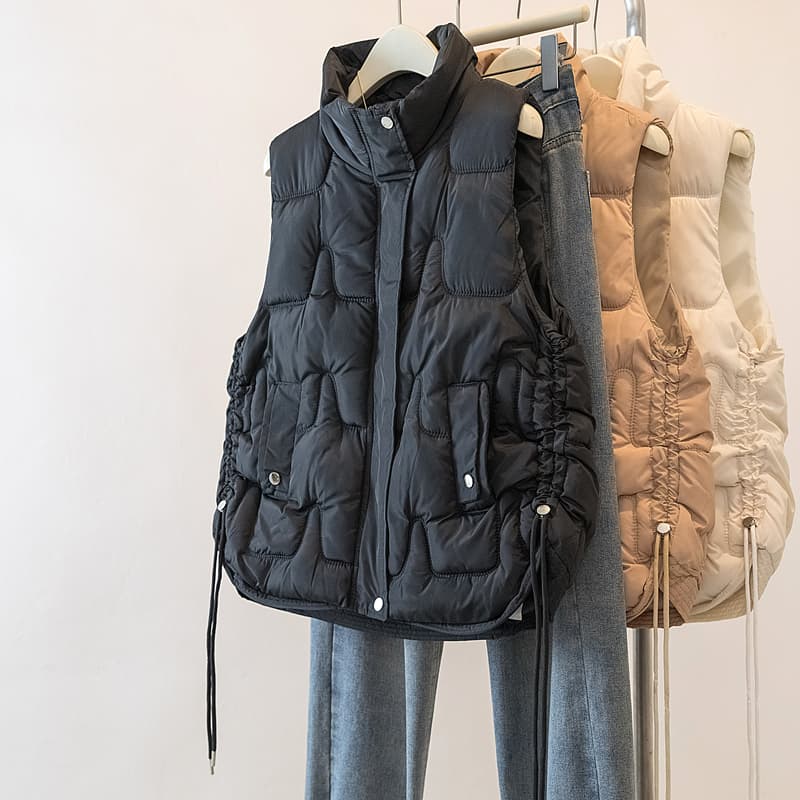 실사 빅 사이즈 여성 의류 신년 착용 가져 가라. 스탠드 칼라 면 베스트 가을과 겨울 보온 민소매 루즈핏 다용도 캐주얼 재킷