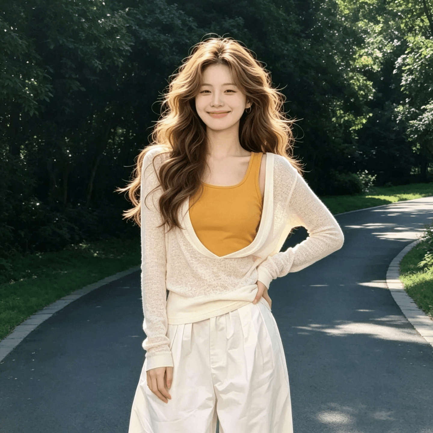 빅 사이즈 여성 의류 디자인 센스 V넥 자외선 차단 블라우스 투피스 조끼 여성 여름 새로운 지방 mm 자이언트 슬림해 보이는 세트 상세 이미지 4