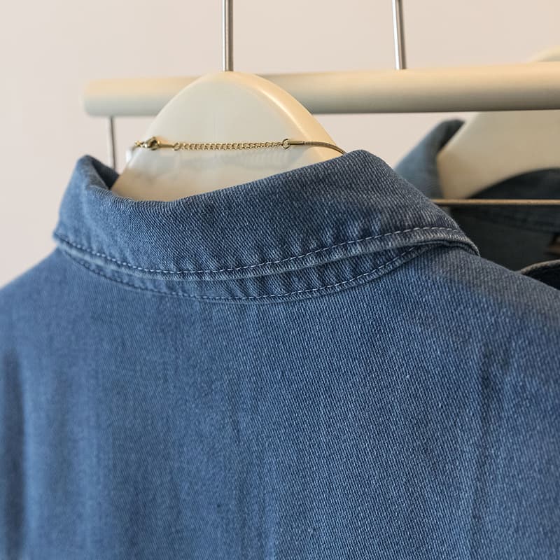 실사 빅 사이즈 가을 새로운 자수 POLO 칼라 데님 여성 코트 디자인 센스 Chic 배색 버클 다용도 맨위 상세 이미지 12