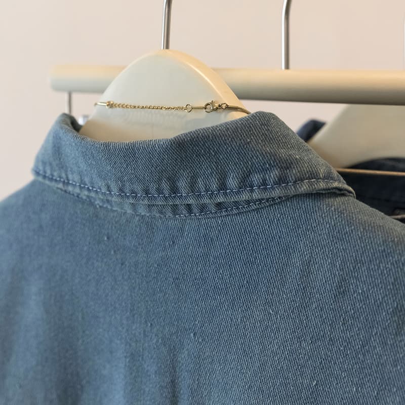 실사 빅 사이즈 가을 새로운 자수 POLO 칼라 데님 여성 코트 디자인 센스 Chic 배색 버클 다용도 맨위 상세 이미지 24