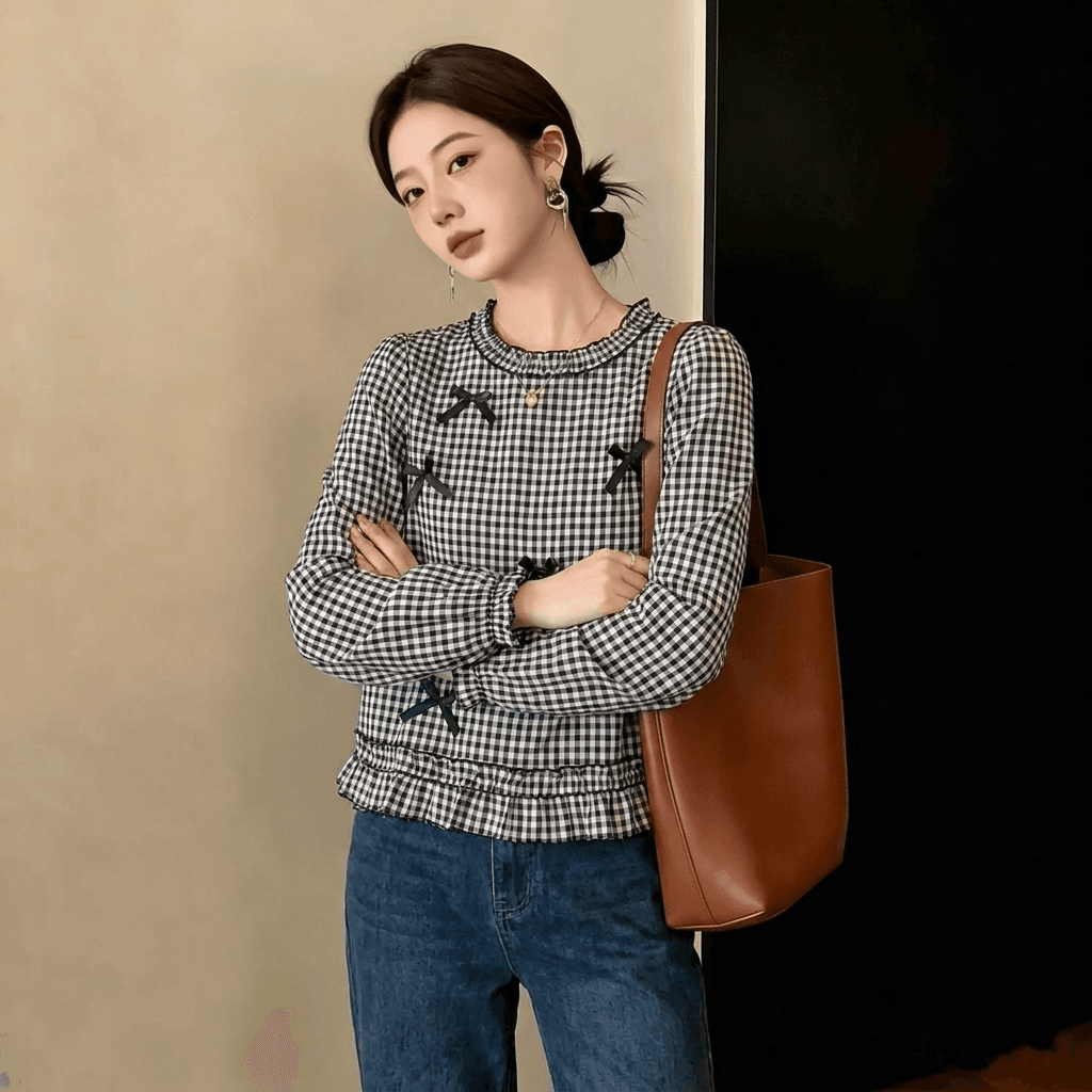 실사 빅 사이즈 2026 이른 가을 새로운 디자인 센스 3 차원 장식 여성 셔츠 패션 외국 가스 슬림해 보이는 다용도 맨위 상세 이미지 3