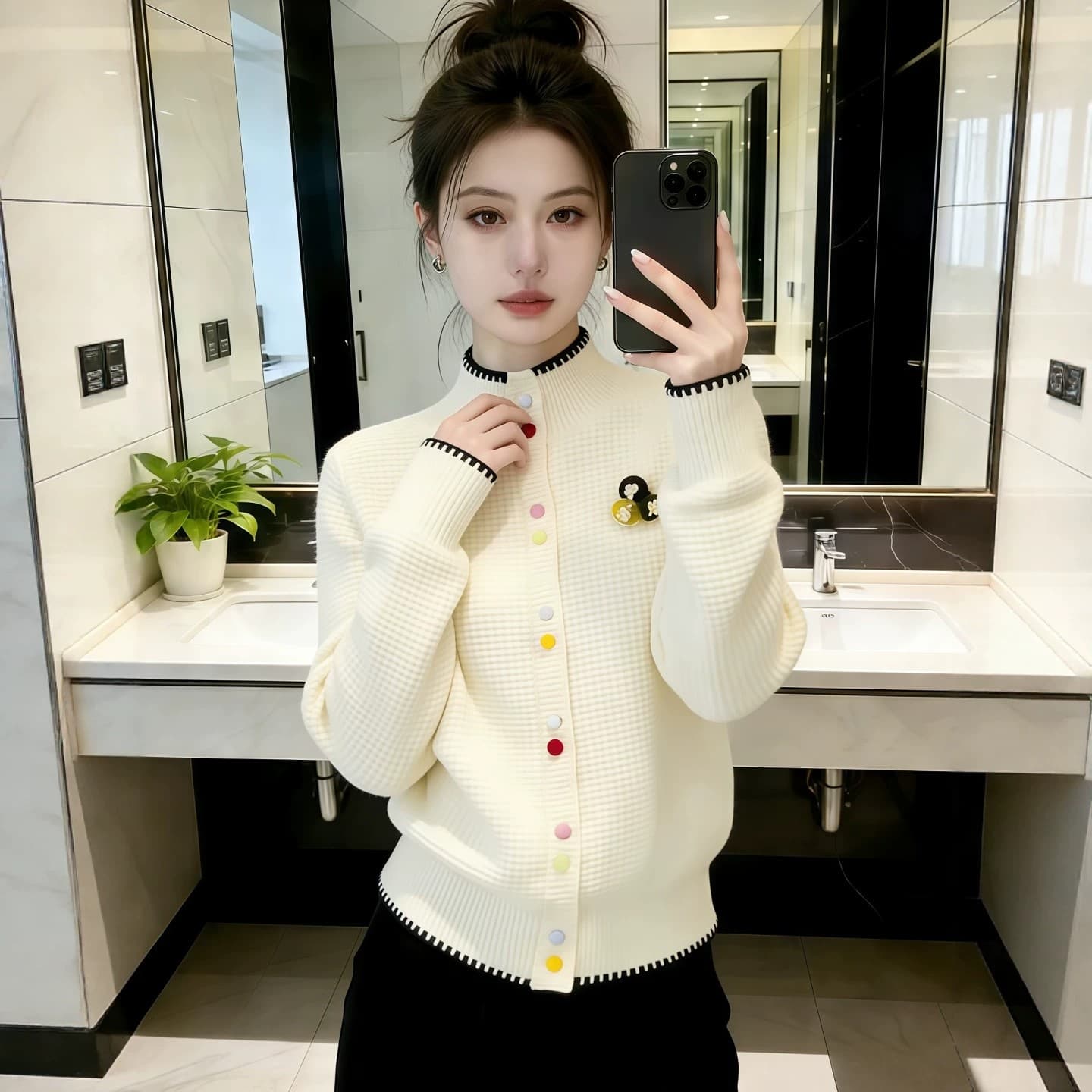 빅 사이즈 여성 의류 한 부서 반하이넥 니트 스웨터 여성 2026 가을 새로운 고유 한 Chic 디자인 센스 스웨터 상세 이미지 4