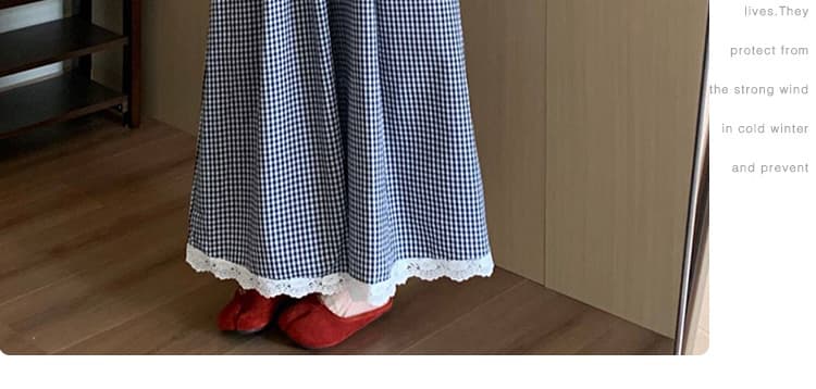 지금 여름 새로운 한국 스타일 프린트 t 보내기 헤드 플라워 체크무늬 케이크 드레스 투피스 세트 출산 착용 상세 이미지 4