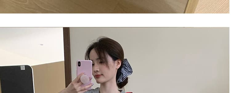지금 여름 새로운 한국 스타일 프린트 t 보내기 헤드 플라워 체크무늬 케이크 드레스 투피스 세트 출산 착용 상세 이미지 34
