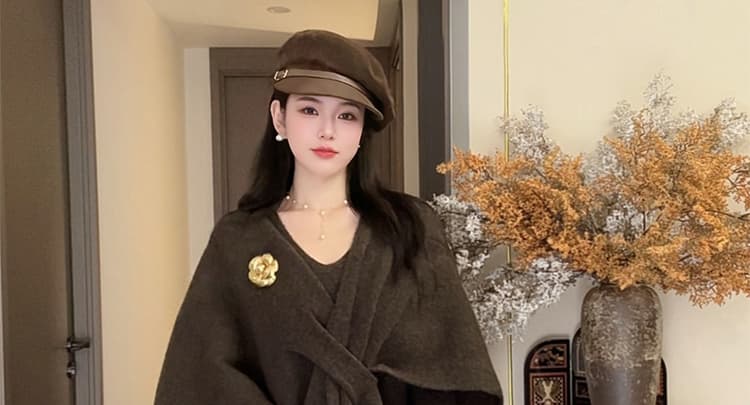 xian 물품 가을 겨울 새로운 단색 십자가 숄 패션 디자인 센스 빛 럭셔리 니트 세트 아니요 Boutonniere 상세 이미지 27