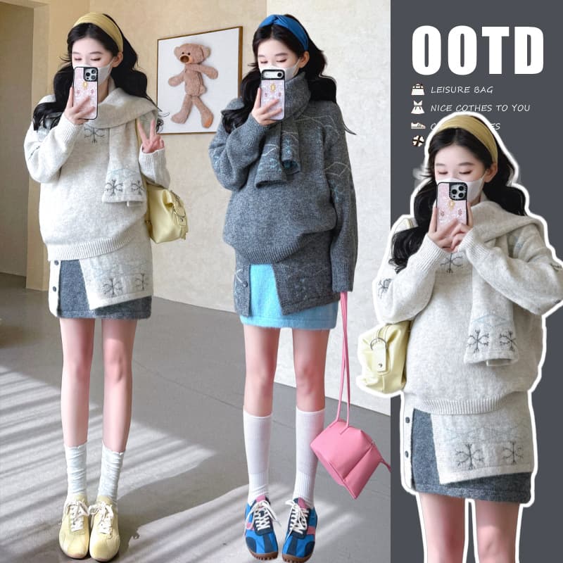 실사 xian 물품 가을 겨울 새로운 임신 엄마 스웨터 세트 이미지 3