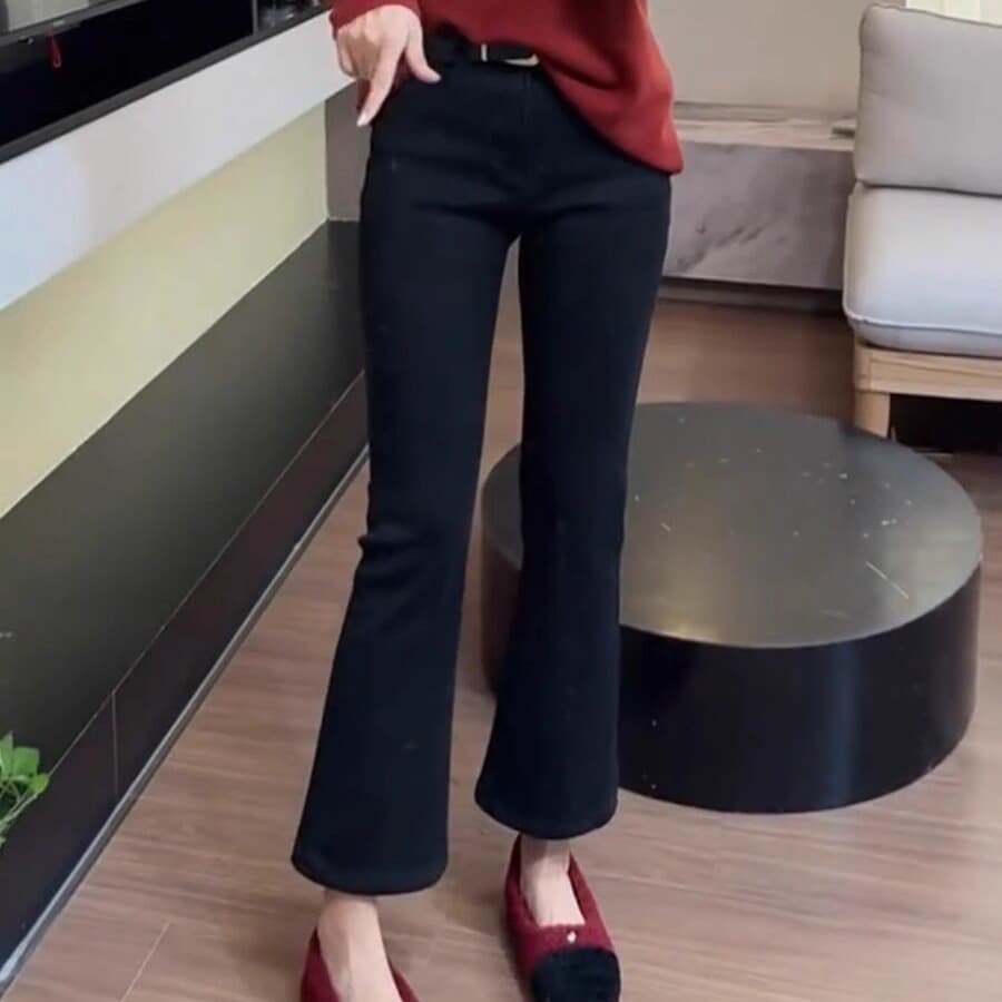 2026 봄 새로운 빅 사이즈 하이웨이스트 슬림해 보이는 부츠컷 바지 지방 mm 레트로 다용도 레트로 9 포인트 청바지 이미지 5