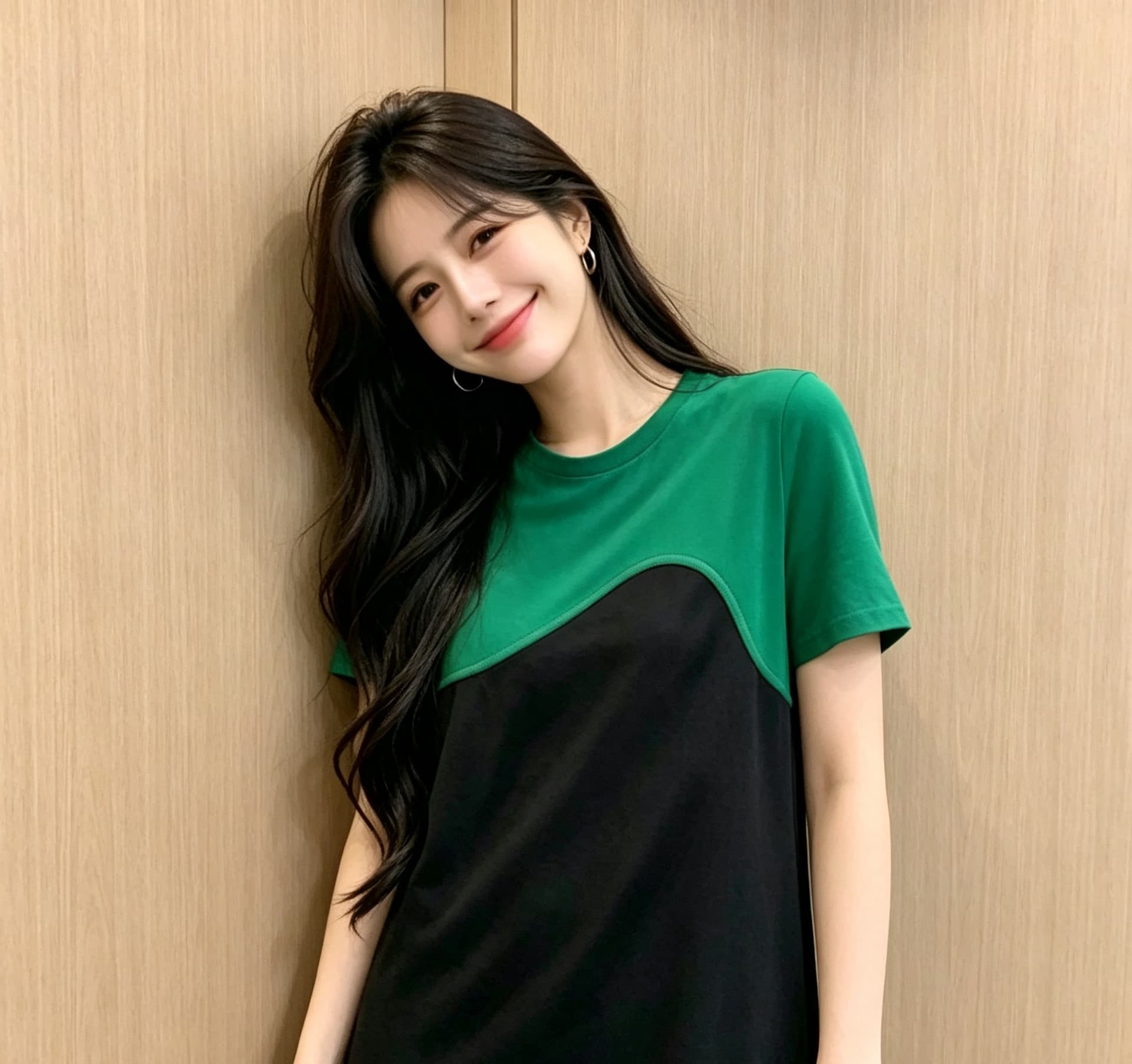 라운드 넥 배색 패치워크 반팔 허리 수축 스트레이트 캐주얼 중간 길이 여성 드레스 2026 여름 새로운 이미지 4
