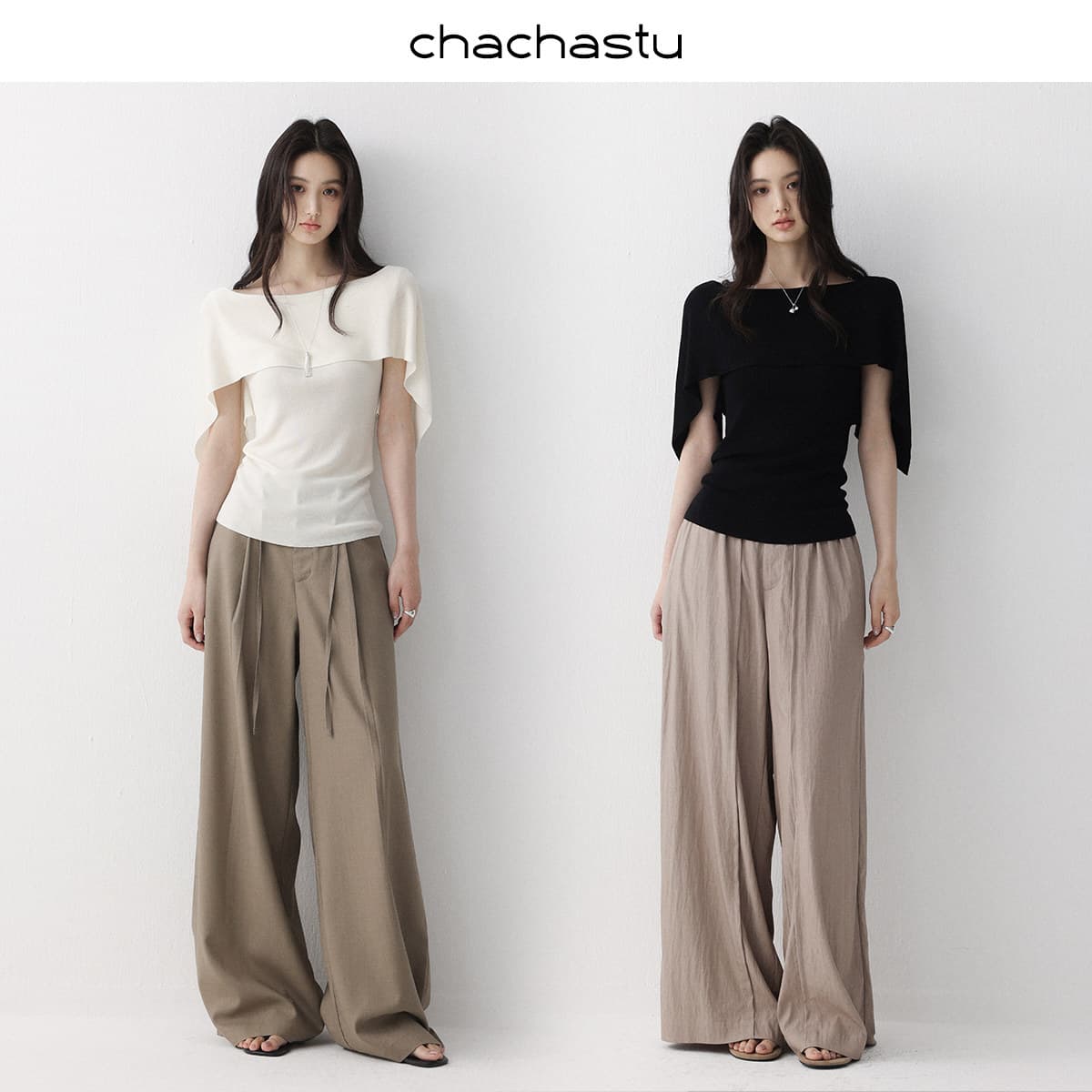 chacha 얼음 센스 재생 섬유 익스트림 제인 숄 보트넥 니트 스웨터 여성 여름 똑똑한 도루 센스 반팔 티셔츠 맨위