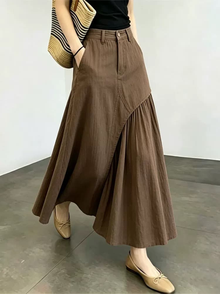 고급 센스 블루 색상 스트라이프 우산 치마 2026 여름 작은 대중 아니요 명중 섹션 Chic 연령 감소 한 마디 롱 스커트 상세 이미지 6