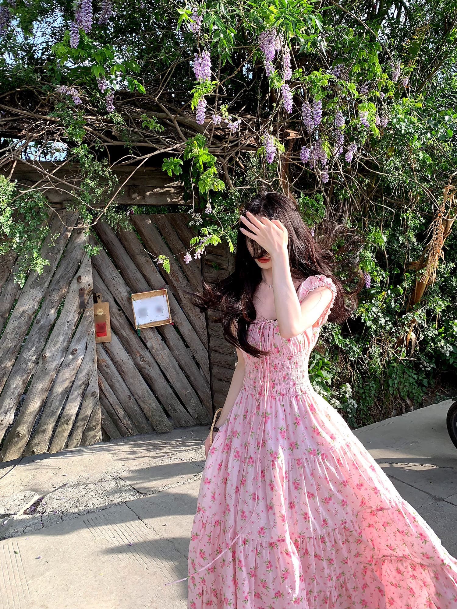 4 15 pm20 신제품 켜기 새로운 하나 달콤한 복숭아 yikett 슬립 꽃무늬 드레스 상세 이미지 1