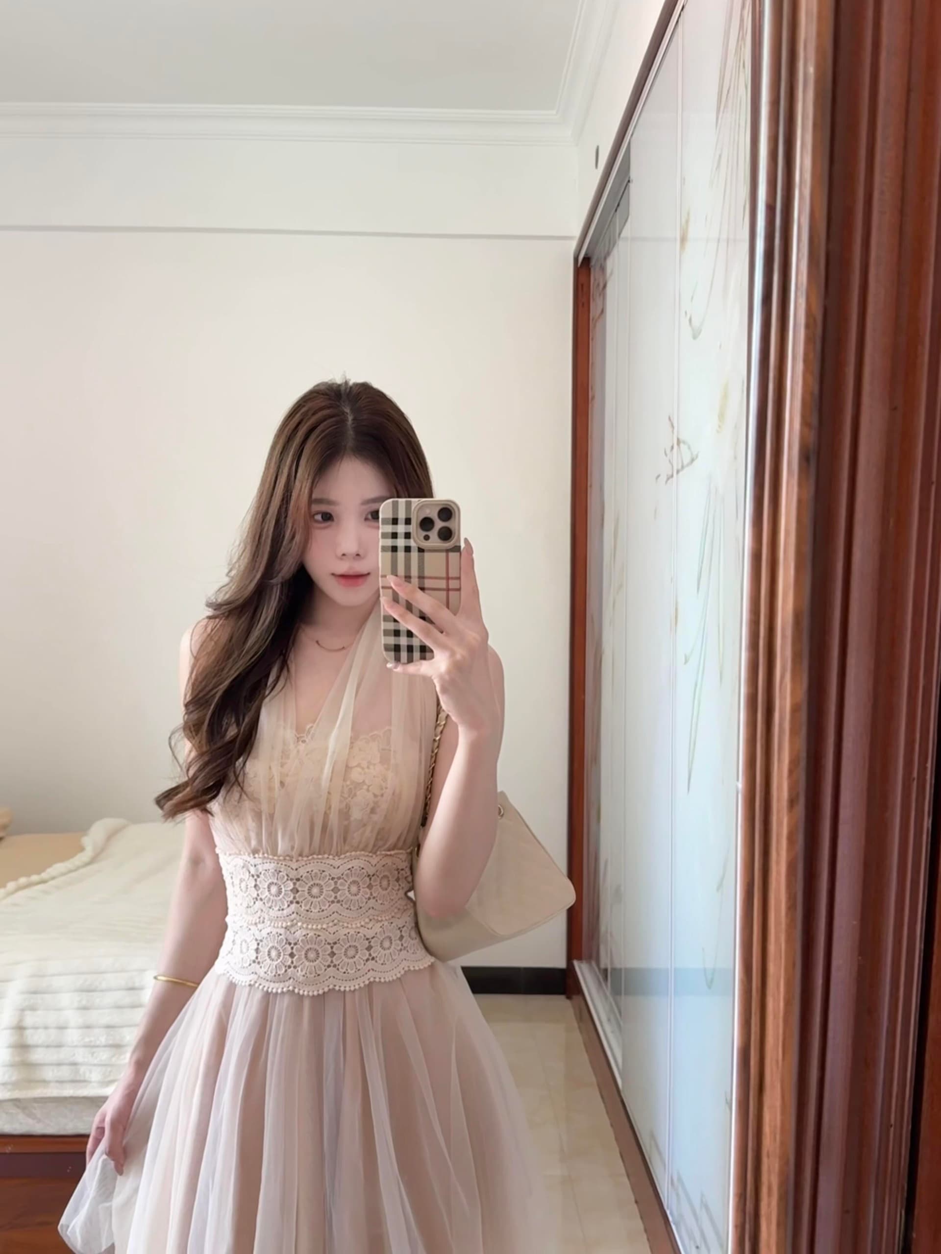 solo 폭발 폭발 구름 바람 청 순수한 욕망 망사 철자 레이스 여성 드레스 다양한 착용 법 허리 수축 퍼프 스커트 여름 상세 이미지 4