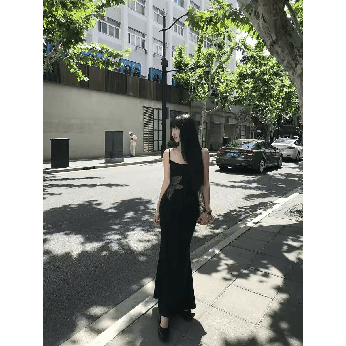 다음 주 6 디자인 센스 홀로우 아웃 이슬 허리 롱 스커트 핫걸 검정색 슬립 드레스 허리 수축 타이트 스커트 여성 드레스 여름 이미지 5