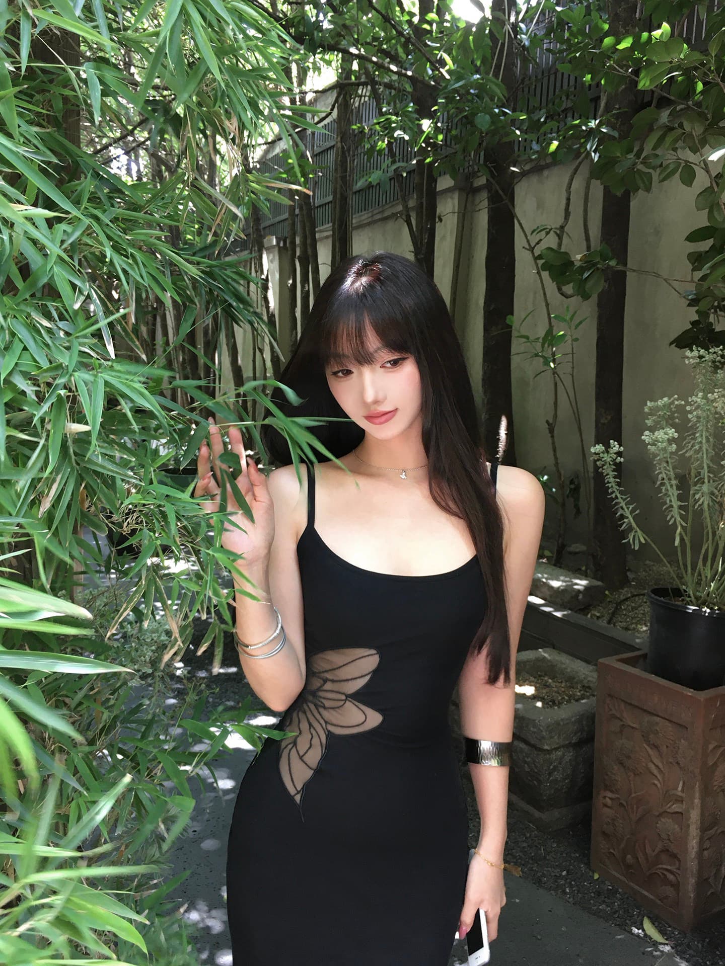 다음 주 6 디자인 센스 홀로우 아웃 이슬 허리 롱 스커트 핫걸 검정색 슬립 드레스 허리 수축 타이트 스커트 여성 드레스 여름 상세 이미지 1