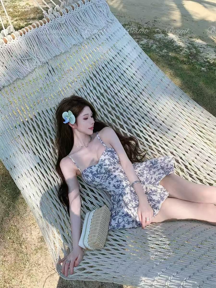 먹지 않아. 복숭아 이칭 화이트 도자기 오리지널 2026 여름 새로운 캐주얼 휴가 바람 달콤함 드레스 상세 이미지 1