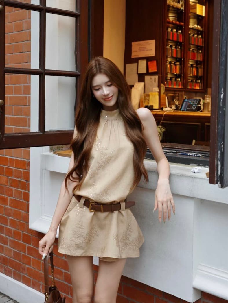 와우 현재 20 아마 품격 올인원 행침 목 조끼 여성 드레스 여름 슬림해 보이는 민소매 드레스 이미지 2