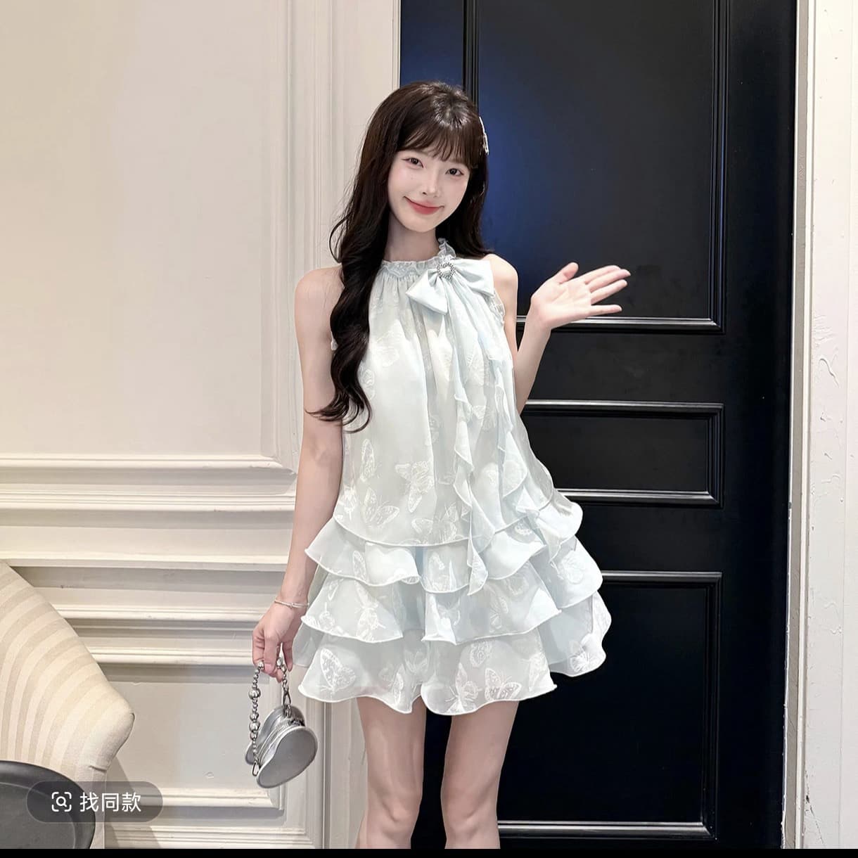 house 우유 푸 나비 꿈 달콤함 신선함 바람 꽃무늬 행침 목 민소매 케이크 드레스 공주 드레스 이미지 3