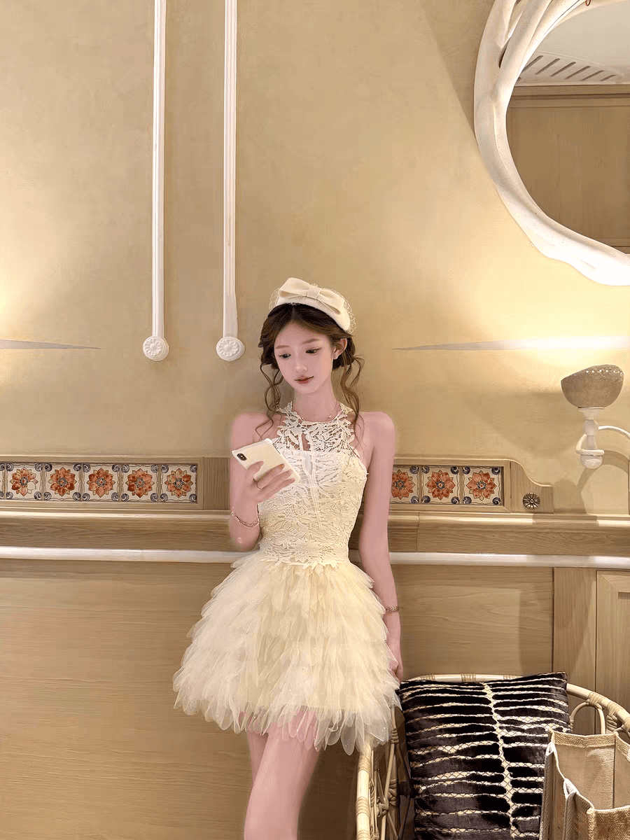 acaine6 28 20 00 95 할인 레이스 핀치 깃털 레이스 행침 목 스팽글 망사 깃털 치마 이미지 2