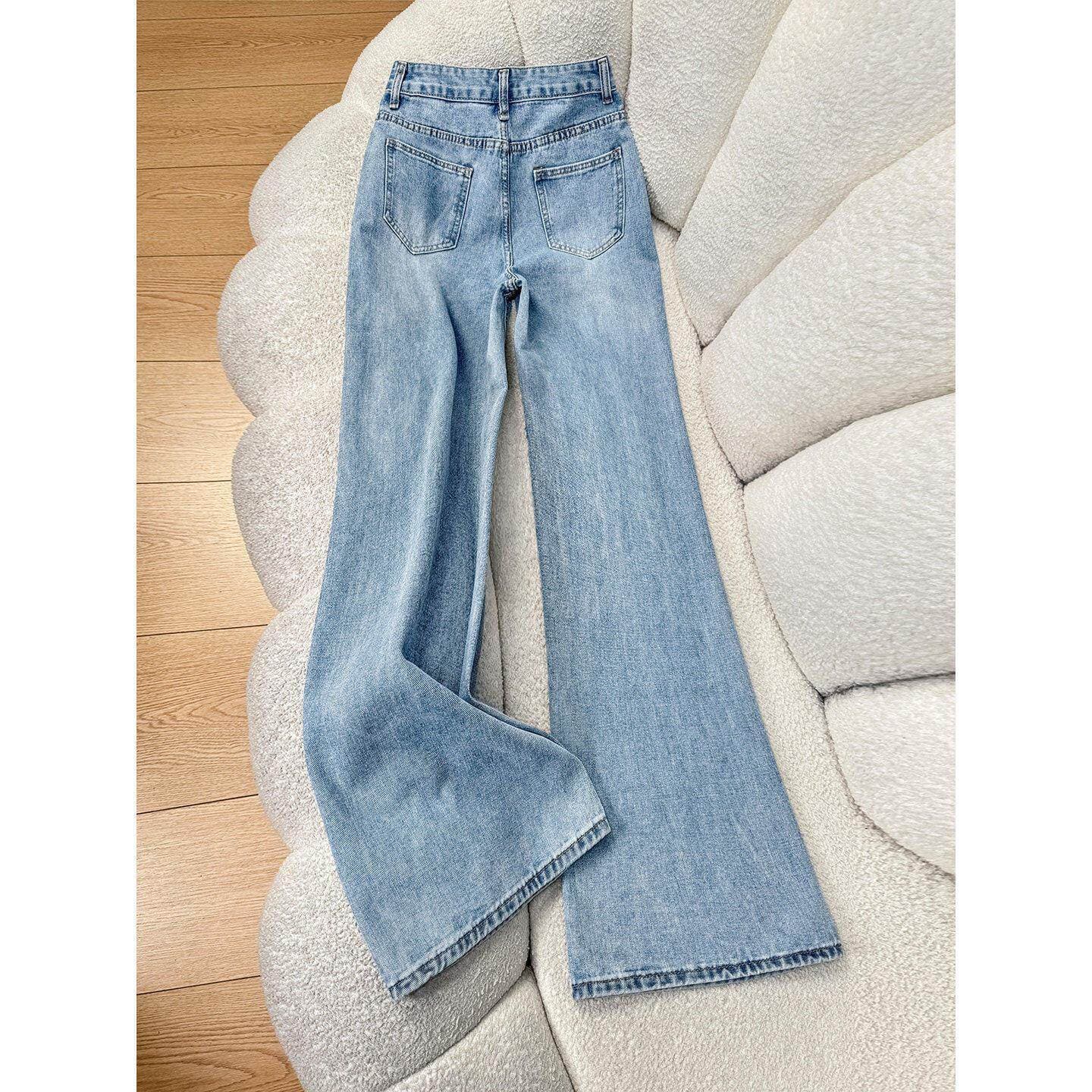 아메리칸 찢어진 부분 넓은 다리 청바지 여성 2026 여름 새로운 낙서 페인팅 높음 거리 디자인 센스 스트레이트 바닥 청소 바지 상세 이미지 8
