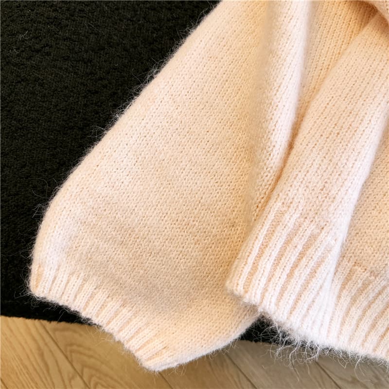 달콤한 자매 바람 레이스 레이스 나비 매듭 스웨터 여성 코트 따뜻한 부드럽다 찹쌀 루즈핏 다용도 연령 감소 니트 오픈 가디건 상세 이미지 6