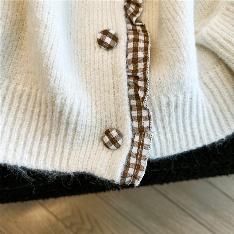 한 번 작은 짭짤한 한 부서 쇼트 스타일 스웨터 오픈 가디건 여성 가을 겨울철 작은 키 디자인 센스 느긋한 니트 재킷 맨위 이미지 6