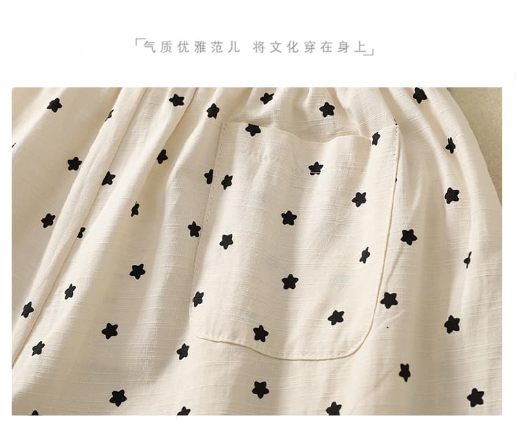 실사 새로운 레트로 무거운 작업 프린트 면 린넨 배기 바지 문예 허리밴드 슬림해 보이는 하렘 바지 9부 바지 상세 이미지 16