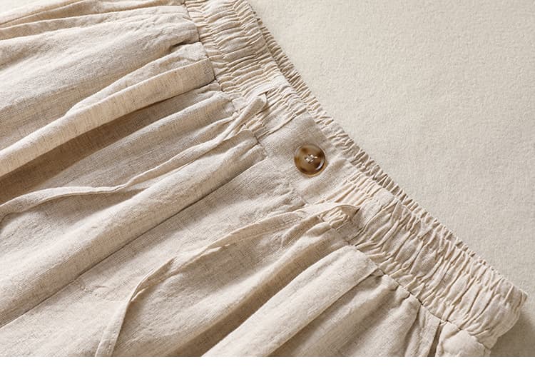 실사 2026 면 린넨 여자 여름 루즈핏 다용도 면 린넨 와이드 레그 팬츠 미니멀리즘 스트레이트 긴 바지 새로운 중식 캐주얼 바지 상세 이미지 12