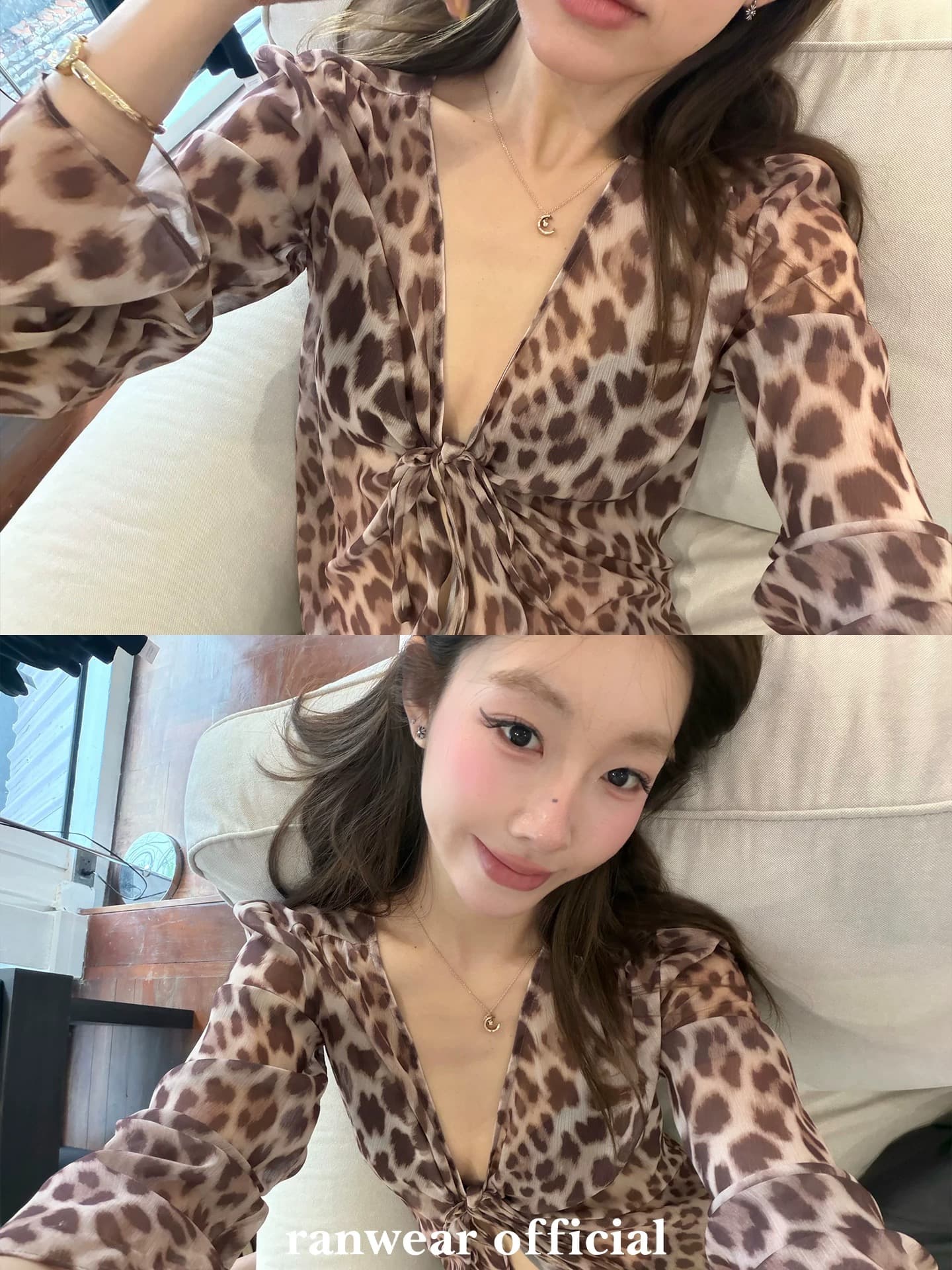 자정 바 플러그 Romantik 작은 셔츠 마이크로 ~을 통해 질감 센스 스트랩 레오파드 무늬 빗방울 더블 에디션 이미지 3