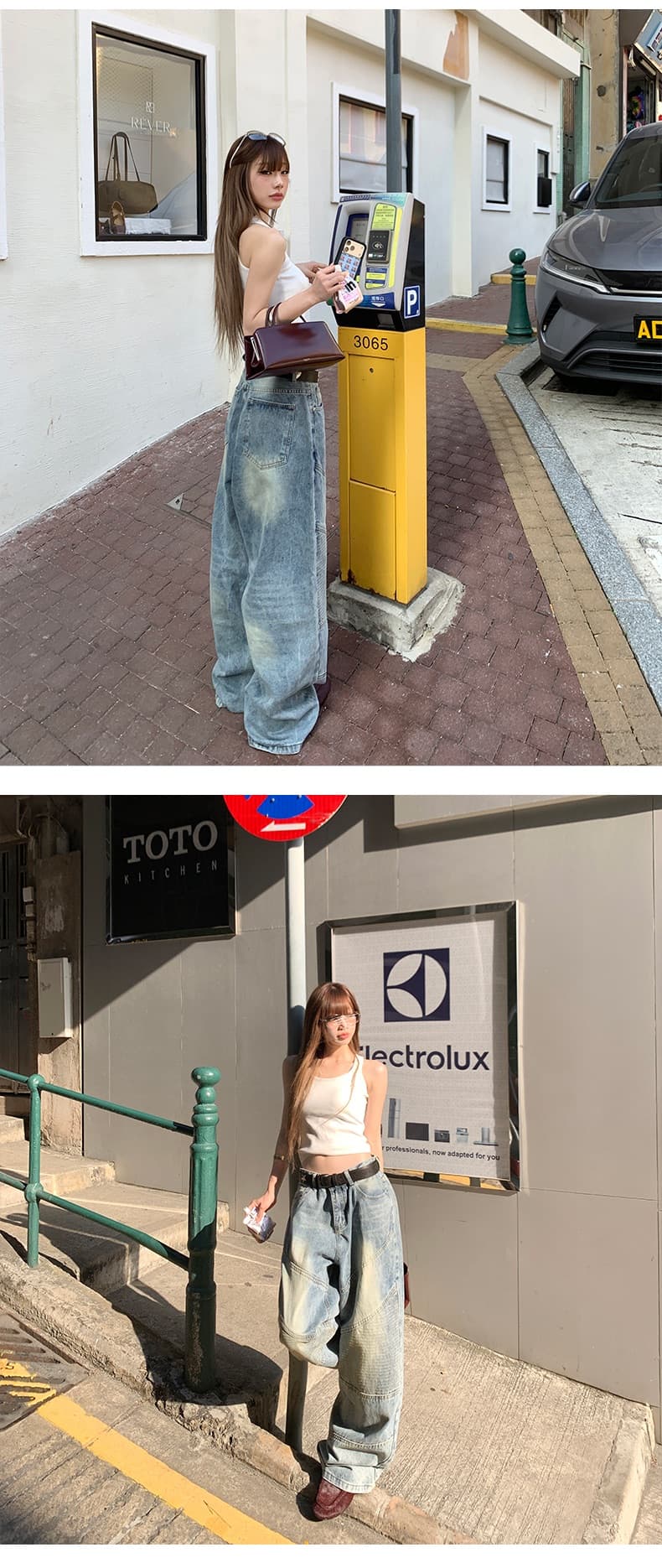 남쪽 기름 아메리칸 레트로 높음 거리 넓은 다리 청바지 여성 2026 봄 하이웨이스트 루즈핏 디자인 센스 바닥 청소 스트레이트 팬츠 상세 이미지 6