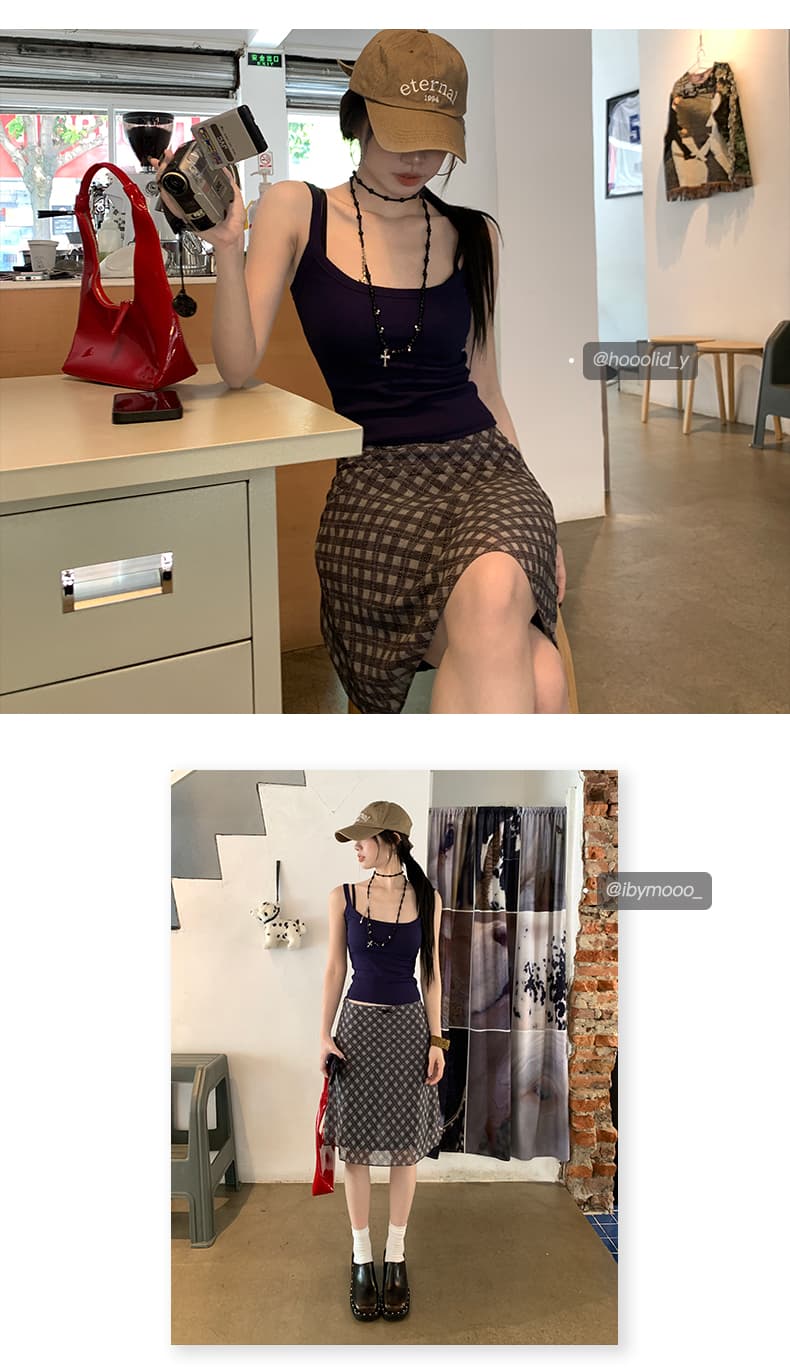 일본식 일상 ootd 여성의 아파트 꿀 여행 슬림해 보이는 광장 칼라 넓은 어깨 리브 슬립 5 가지 색상 선택 사항 상세 이미지 14