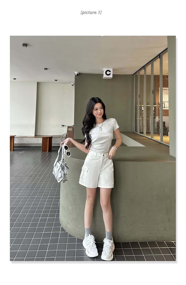생방송 여름 워크웨어 5 점 청바지 여성 아메리칸 레트로 하이웨이스트 넓은 다리 루즈핏 주머니 슬림해 보이는 섹션 상세 이미지 10