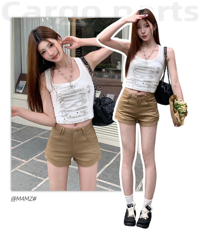 인터넷 유명인 같은 단락 한 부서 달콤한 차가운 스타일 기초 캐주얼 선택하지 마라. 사람들 한 여성 편안함 슬림해 보이는 데님 반바지 상세 이미지 1