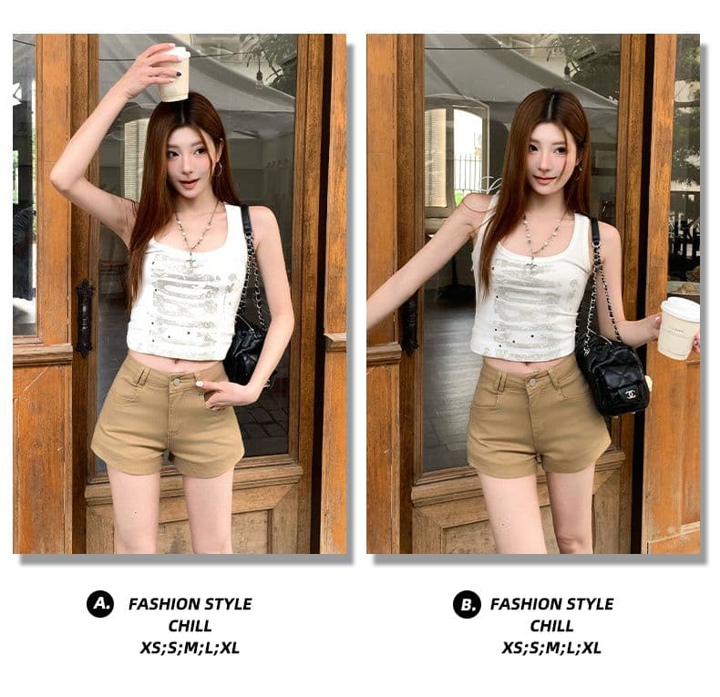 인터넷 유명인 같은 단락 한 부서 달콤한 차가운 스타일 기초 캐주얼 선택하지 마라. 사람들 한 여성 편안함 슬림해 보이는 데님 반바지 상세 이미지 2