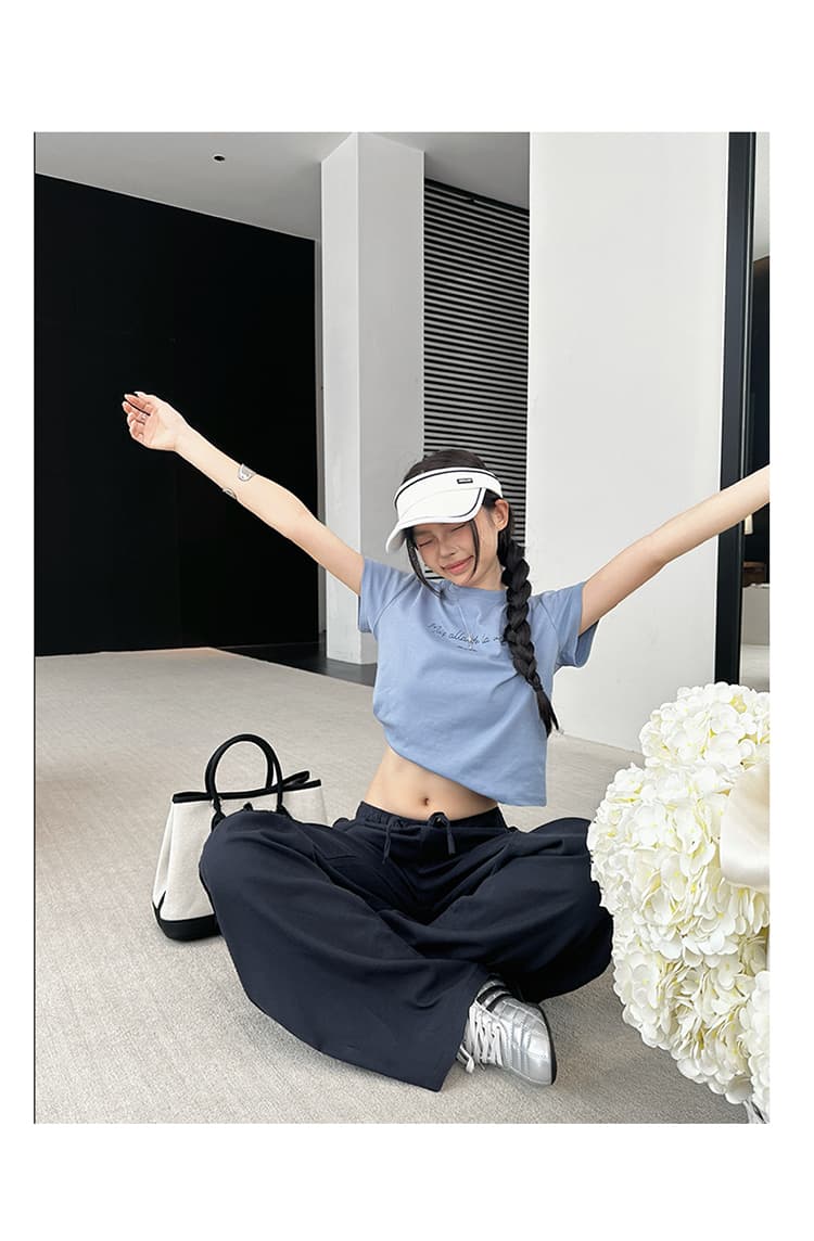 생방송 아마 스트레이트 캐주얼 바지 여성 레트로 로우 웨이스트 펌프 로프 허리밴드 느긋한 루즈핏 넓은 다리 슬림해 보이는 섹션 상세 이미지 22