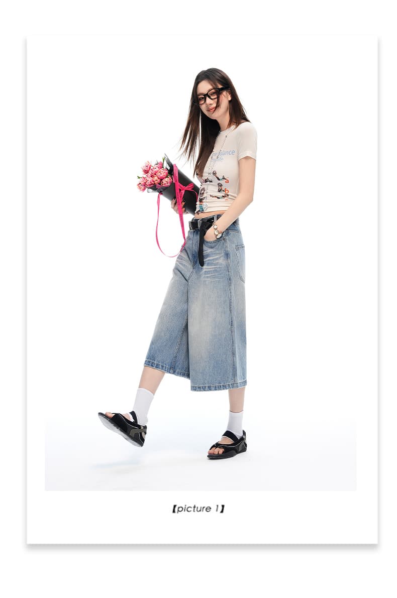 남쪽 기름 높은 품질 대나무 마디 곡물 3 차원 워싱 7 점 바지 여성 26 여름 아메리칸 하이웨이스트 스트레이트 루즈핏 데님 상세 이미지 15