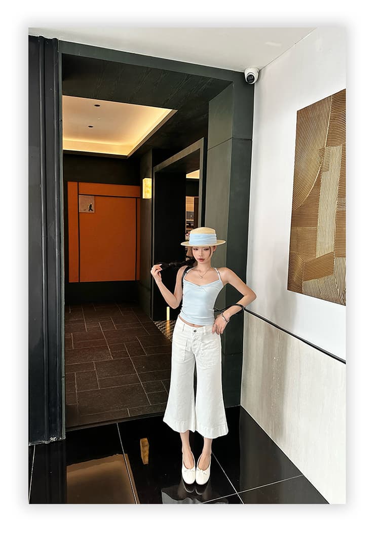 한국 동대문 여성 의류 오래된 돈 바람 아메리칸 레트로 7부 바지 여성 부츠컷 나팔 청바지 봄 여름 새로운 상세 이미지 8